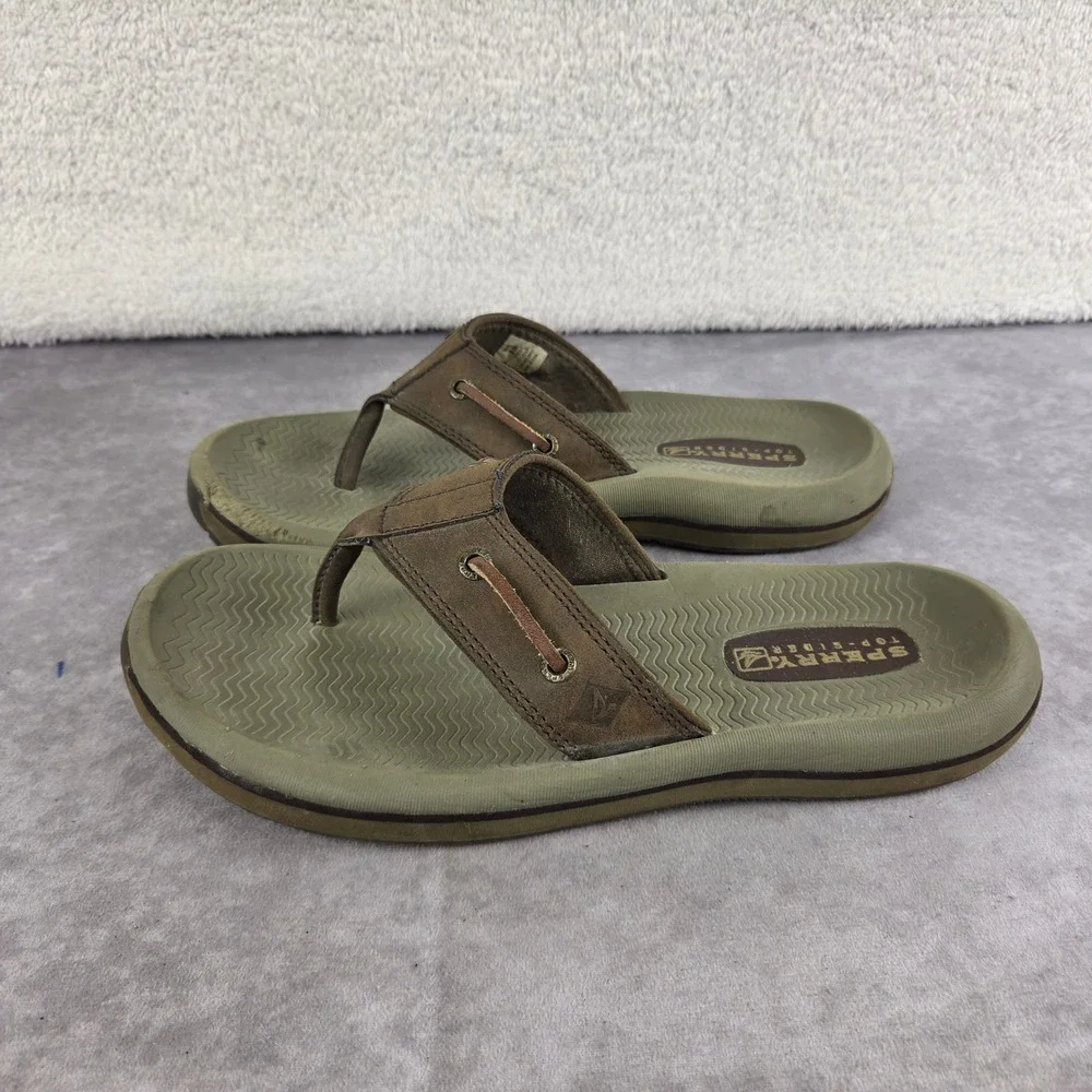 Sperry Top-Sider Baitfish Mens Brown Leather Thong Sandals 8M 1779701